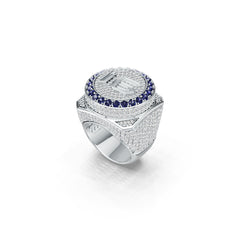 Men's Customizable Sterling Silver Champion Ring - Personalized Ring of Honor for Champions