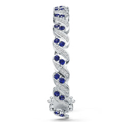 Sterling Silver Royal Blue Sapphire Moissanite or Sapphire Bracelet Round RD 3x3mm