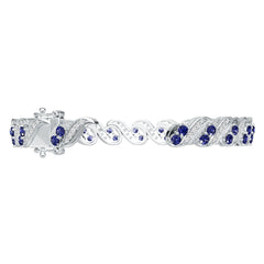 Sterling Silver Royal Blue Sapphire Moissanite or Sapphire Bracelet Round RD 3x3mm