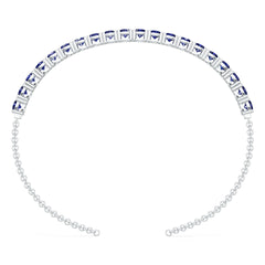 Sterling Silver Royal Blue Sapphire Moissanite or Sapphire Bracelet Round RD 4x4mm
