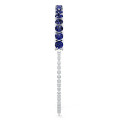 Sterling Silver Royal Blue Sapphire Moissanite or Sapphire Bracelet Round RD 4x4mm