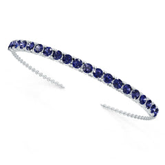 Sterling Silver Royal Blue Sapphire Moissanite or Sapphire Bracelet Round RD 4x4mm