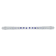 Sterling Silver Royal Blue Sapphire Moissanite or Sapphire Bracelet Round RD 4x4mm