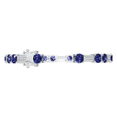 Sterling Silver Moissanite or Sapphire Bracelet Round RD 6x6mm