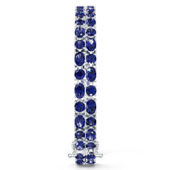 Sterling Silver Moissanite or Sapphire Bracelet Pear PE 6x4mm RD 4x4mm Double Row