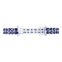 Sterling Silver Moissanite or Sapphire Bracelet Pear PE 6x4mm RD 4x4mm Double Row