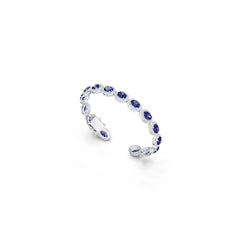 Sterling Silver Tennis Moissanite or Sapphire Bracelet Cab Oval OV 8x6mm Halo