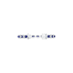 Sterling Silver Tennis Moissanite or Sapphire Bracelet OV 7X5mm Topaz or Spinel Cabochon