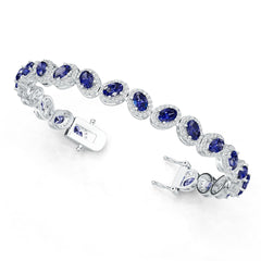 Sterling Silver Moissanite or Sapphire Bracelet 6X4mm