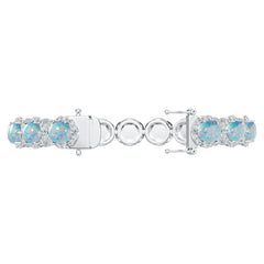 Sterling Silver Opal Moissanite or Sapphire Bracelet Round RD 7x7mm