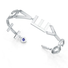 Sterling Silver Moissanite or Sapphire Bracelet Heart HT 6X6mm