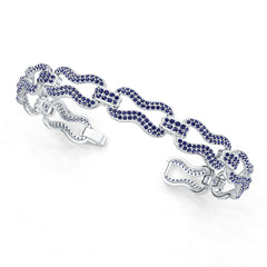 Sterling Silver Royal Blue Sapphire Moissanite or Sapphire Bracelet Round RD 1.5mm