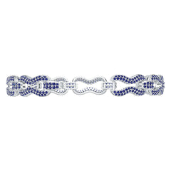 Sterling Silver Royal Blue Sapphire Moissanite or Sapphire Bracelet Round RD 1.5mm