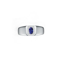 Men's Platinum CVD Diamond Ring Oval OV 6X4mm Halo