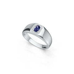 Men's Platinum CVD Diamond Ring Oval OV 6X4mm Halo