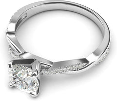 Round Cut Moissanite  Petite Twisted Vine Sterling Silver Engagement Ring