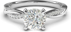 Round Cut Moissanite  Petite Twisted Vine Sterling Silver Engagement Ring