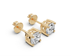 Sterling Silver Moissanite Earrings Round RD 5x5mm