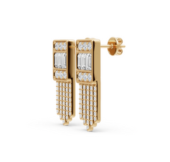 Sterling Silver Moissanite Earrings Fringe Drop Baguette BG 4x2mm