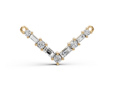 Sterling Silver Moissanite V-Shaped Pendant BG 4x2mm RD 2x2mm