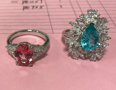 silver925 senting lab grown padparascha and paraiba
