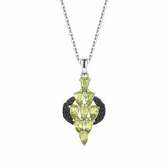 Natural Green Peridot Black Spinel Necklace S925 Sterling Silver Birthstone Gemstone Engagement Gift