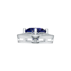 Sterling Silver Royal Blue Sapphire with Moissanite Pendant Necklace Cushion CU 8X8mm