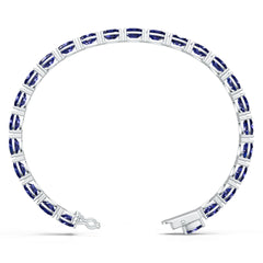 Sterling Silver Royal Blue Sapphire Moissanite or Sapphire Bracelet Cushion CU 7X7mm