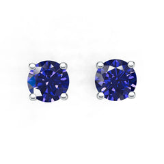 Sterling Silver Royal Blue Sapphire Earrings Round RD 5x5mm