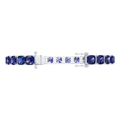 Sterling Silver Royal Blue Sapphire Moissanite or Sapphire Bracelet Cushion CU 7X7mm