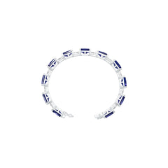Sterling Silver Royal Blue Sapphire Moissanite or Sapphire Bracelet Emerald OCT 10x8mm OCT 6x4mm Tennis