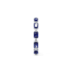 Sterling Silver Royal Blue Sapphire Moissanite or Sapphire Bracelet Emerald OCT 10x8mm OCT 6x4mm Tennis