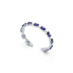 Sterling Silver Royal Blue Sapphire Moissanite or Sapphire Bracelet Emerald OCT 10x8mm OCT 6x4mm Tennis
