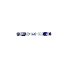Sterling Silver Royal Blue Sapphire Moissanite or Sapphire Bracelet Emerald OCT 10x8mm OCT 6x4mm Tennis