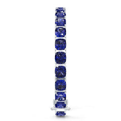 Sterling Silver Royal Blue Sapphire Moissanite or Sapphire Bracelet Cushion CU 7X7mm