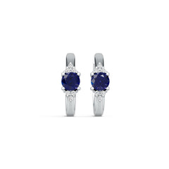 Sterling Silver Royal Blue Sapphire Earrings RD 5x5mm White Topaz