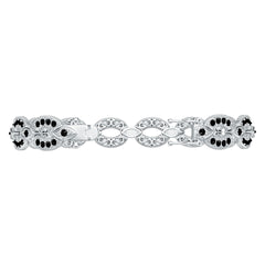 Sterling Silver Moissanite or Sapphire Bracelet Round RD 2x2mm Extenable W/ Black Moissanite