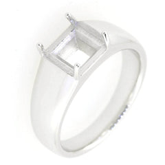 Men's Sterling Silver Semi Mount Ring Setting Princess SQ 7X7mm - Syzjewelry