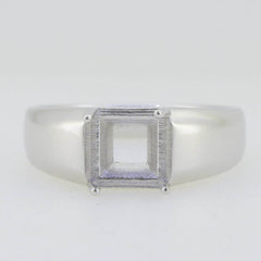 Men's Sterling Silver Semi Mount Ring Setting Princess SQ 7X7mm - Syzjewelry