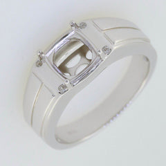 Men's 18K Gold CVD Diamond Ring Cushion CU 10x10mm Cabochon