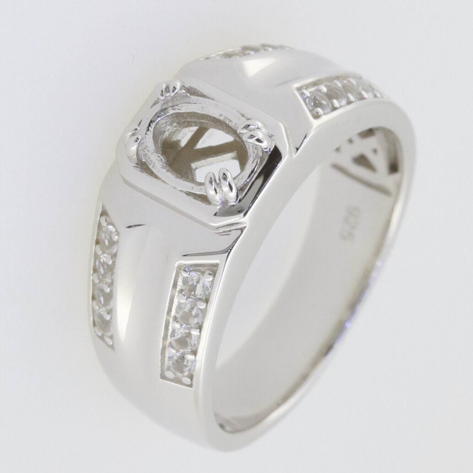 Men's Sterling Silver Semi Mount Ring Setting Oval OV 7x5mm - Syzjewelry