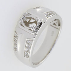 Men's Sterling Silver Semi Mount Ring Setting Oval OV 7x5mm - Syzjewelry