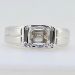 Men's 10K Gold CVD Diamond Ring Cushion CU 10x10mm Cabochon