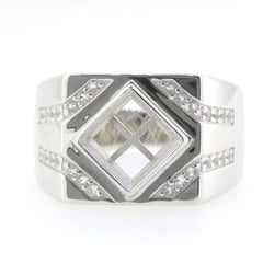 Sterling Silver Semi Mount Ring Setting Princess SQ 7x7mm Men's Ring Mounting Bezel Set - Syzjewelry