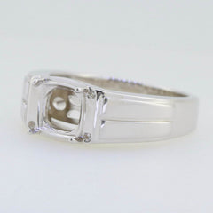 Men's 18K Gold CVD Diamond Ring Cushion CU 10x10mm Cabochon