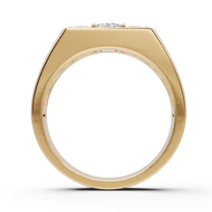 Men's 14K Gold CVD Diamond Ring Princess SQ 4.5X4.5mm 3 Stone Band Ring Channel Bezel