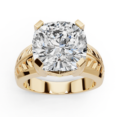 Platinum Moissanite Ring Cushion 13x13 Men's Ring Art Deco