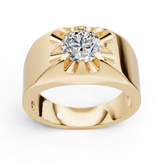 Men's 14K Gold CVD Diamond Ring Round RD 7x7mm Ring