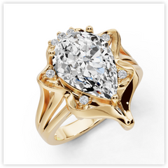 Sterling Silver Moissanite Ring PE 16X11mm White Topaz