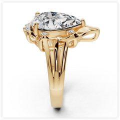 Sterling Silver Moissanite Ring PE 16X11mm White Topaz